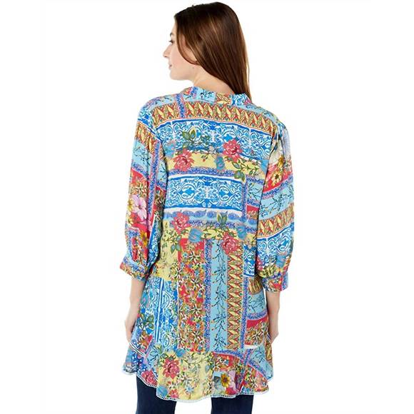 NEW JOHNNY WAS midsummer sednea silk printed tunic in multi - Picture 2 of 2